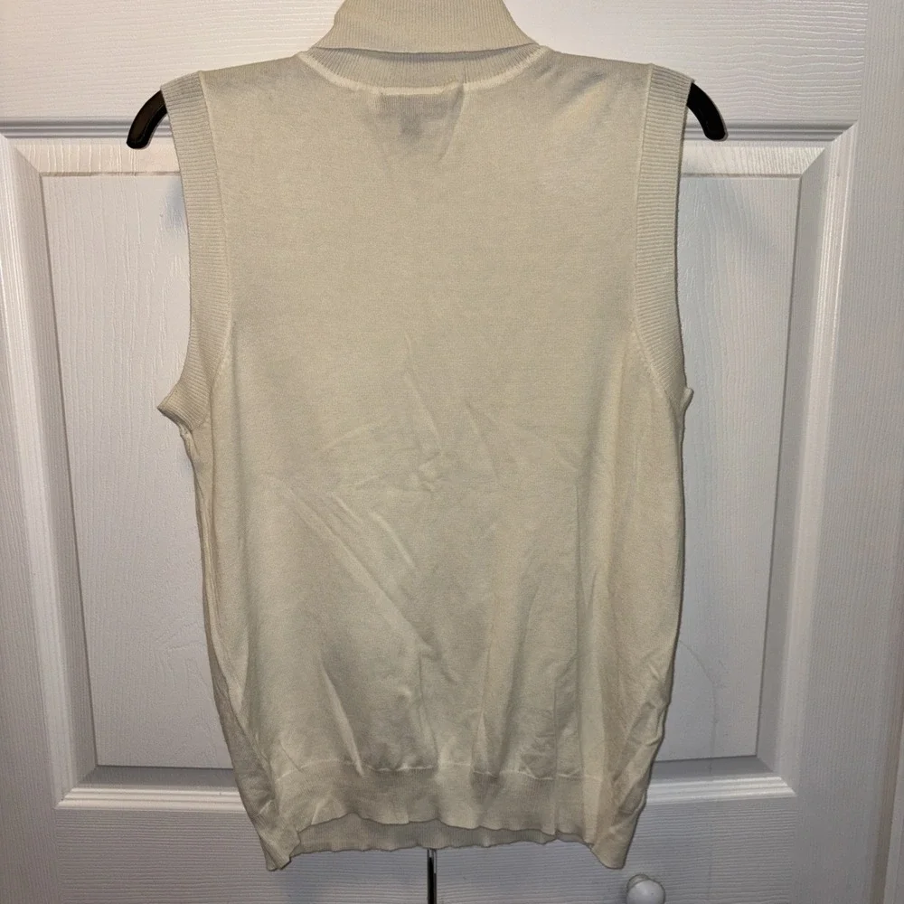 ModCloth Lightweight Sleeveless Sweater Foldable Turtle Neck Ivory XL - Picture 4 of 4
